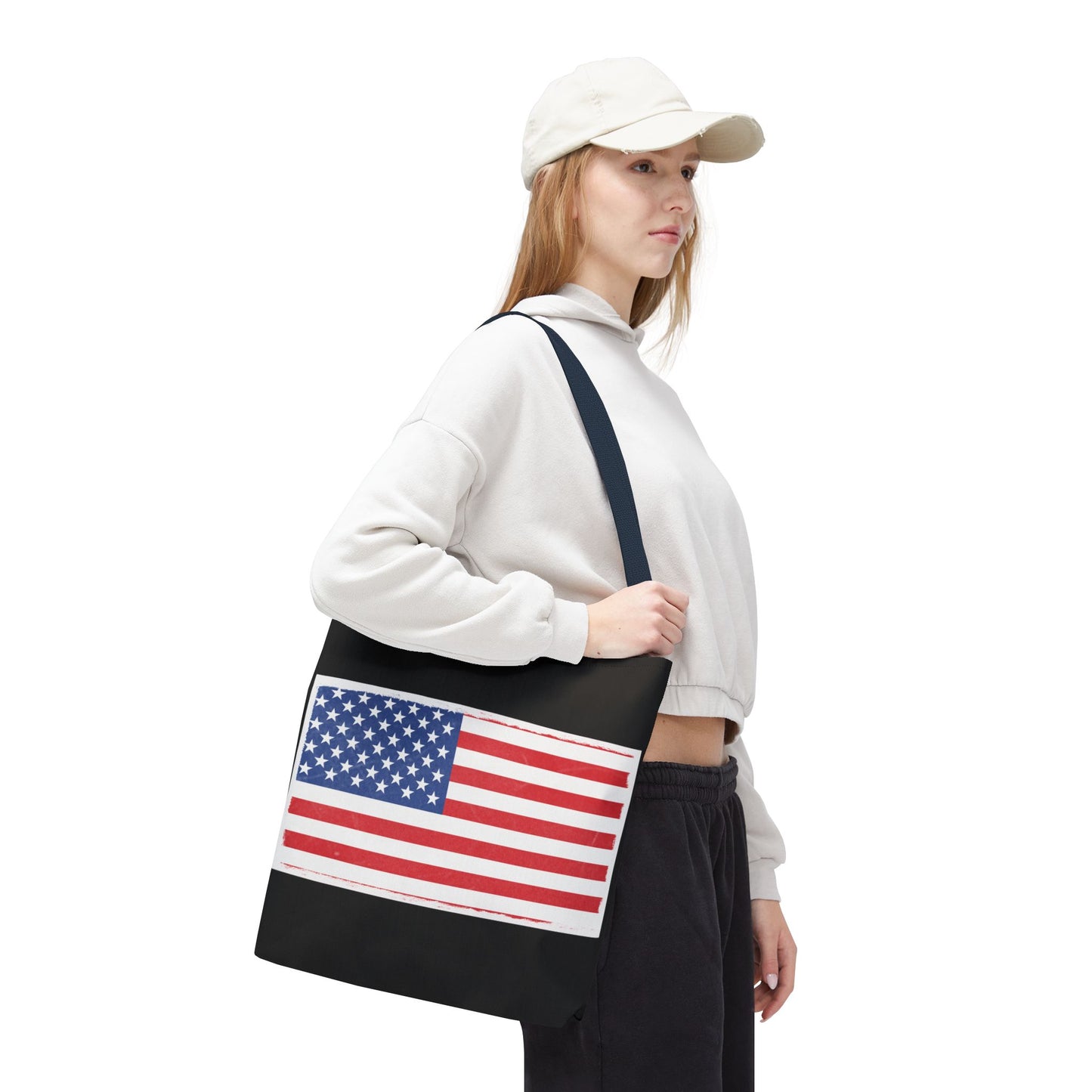 Patriotic Tote Bag, American Flag Carryall, Beach Bag, Reusable Shopping Tote, Independence Day Gift - TRV