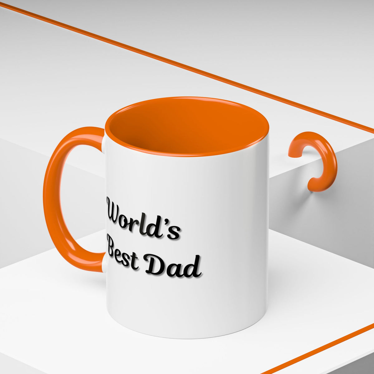 Black trim coffee mug with "World's Best Dad" inscription, 11oz or 15oz size, from Printify.