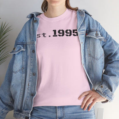 Unisex Heavy Cotton Tee - Est. 1995, Vintage Birthday Gift, Customizable Tee, Retro Unisex Shirt, Casual Everyday Wear