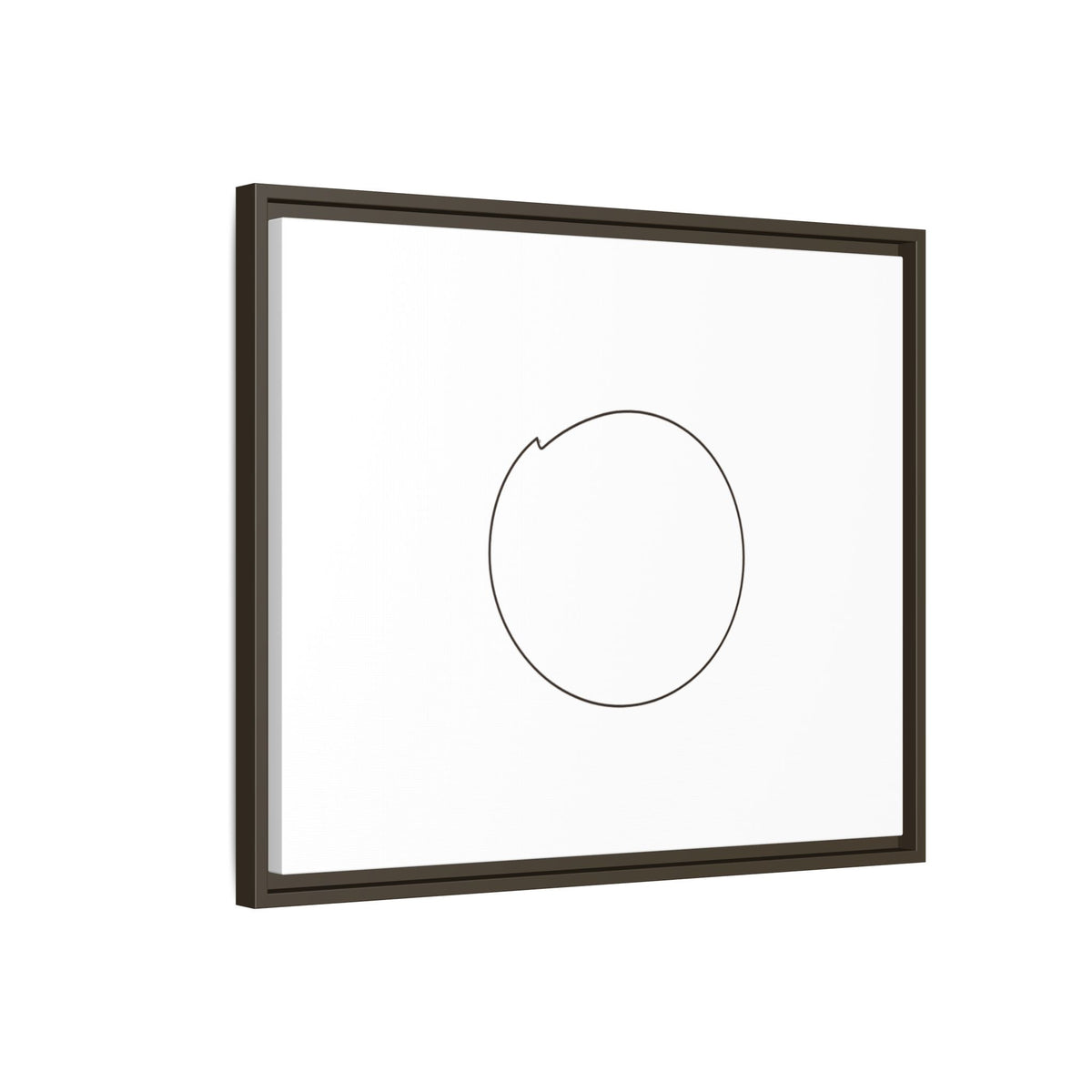 Framed matte canvas wall art featuring a minimal circular line design, ideal for modern home decor.