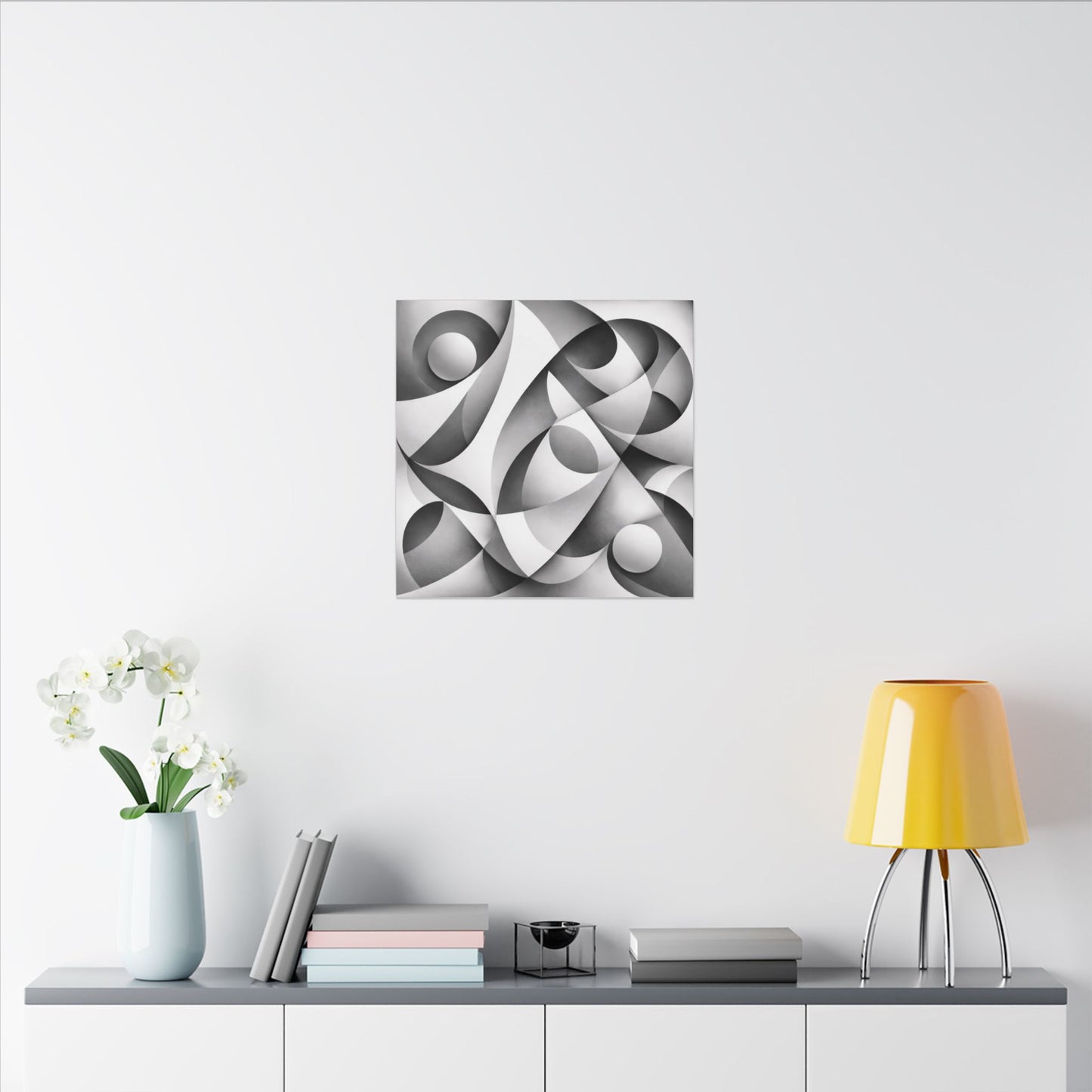 Monochrome Abstract Geometric Art Matte Canvas