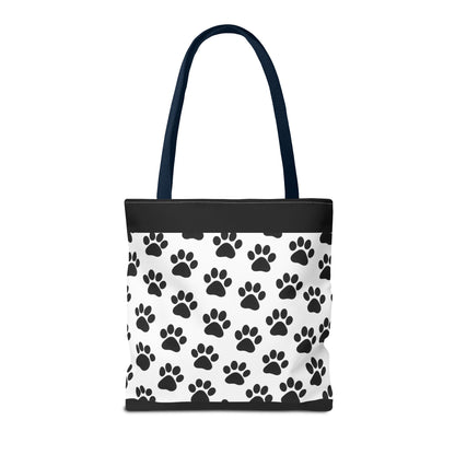 Eco-friendly paw print tote bag by Printify, featuring a large paw print design, perfect for dog and cat lovers.