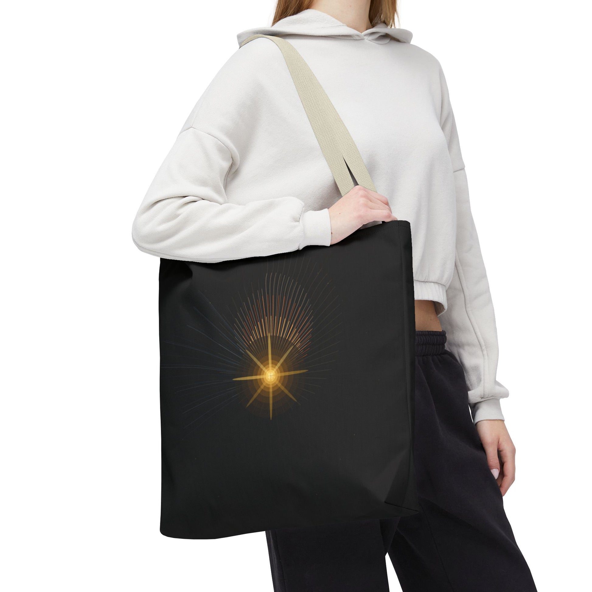 Radiant Starburst Tote Bag | Golden Light Celestial Design - TRV