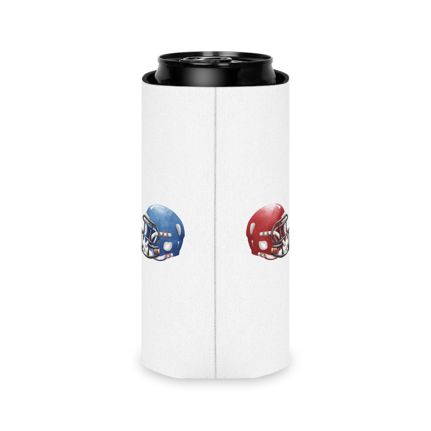 Football Helmet Can Cooler - Red vs Blue Rivalry Koozie