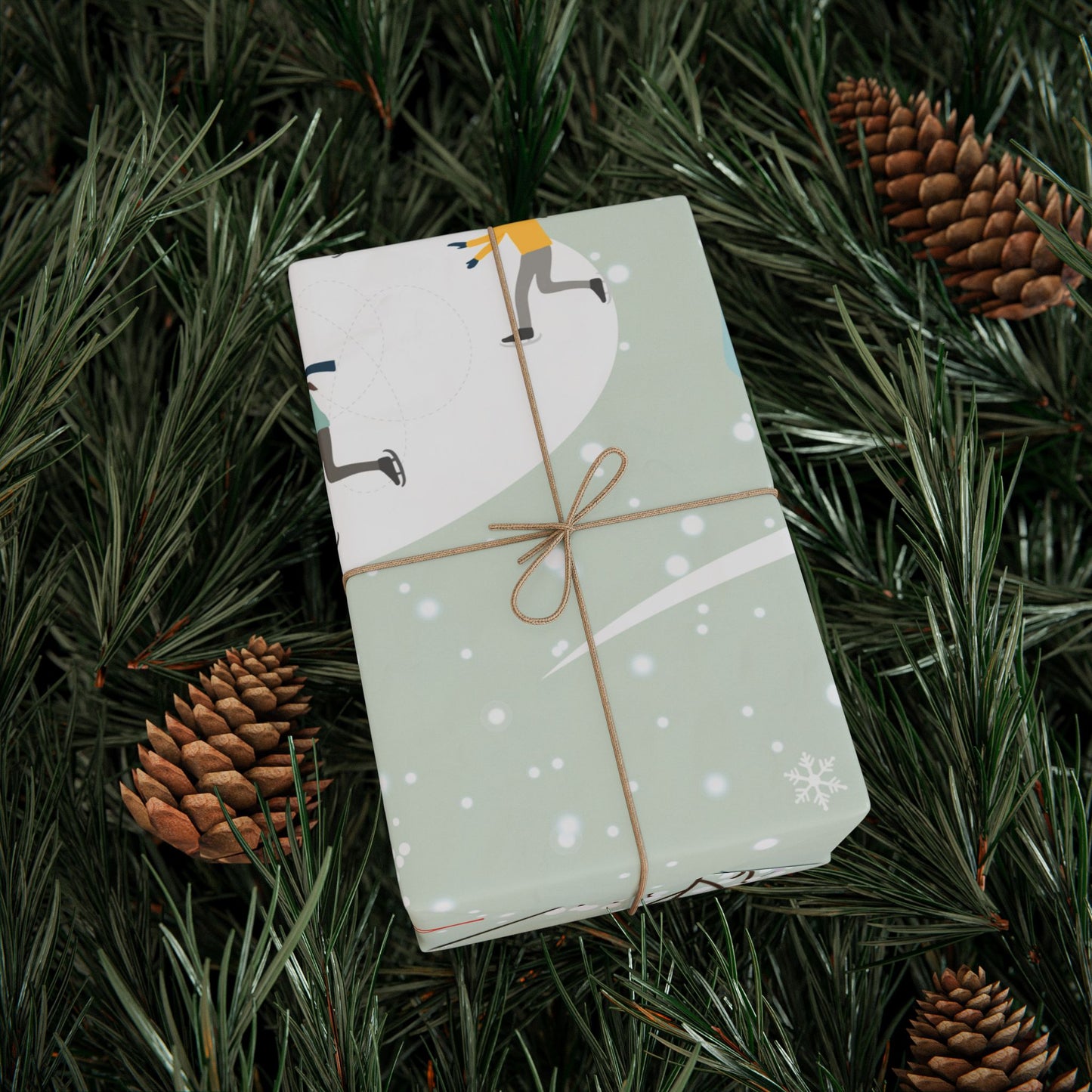 Winter Village Pattern Wrapping Paper | Holiday Snow Scene Roll