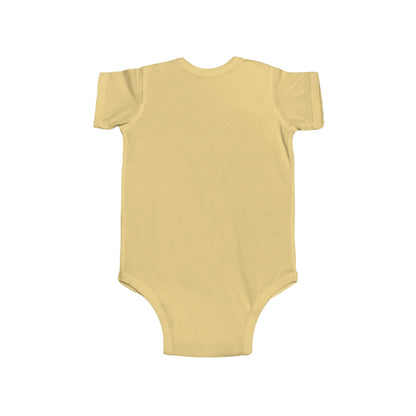 Unisex infant bodysuit by Printify featuring a cute heart gesture design, perfect for special occasions and baby photos.