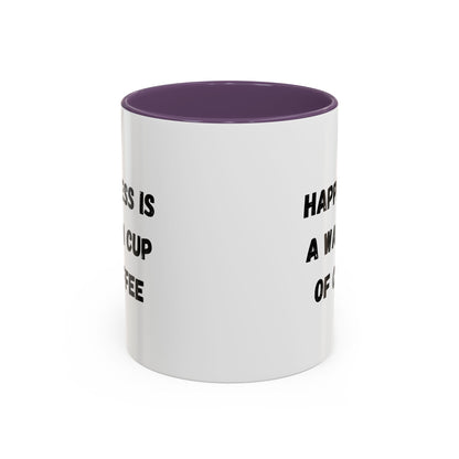 Coffee Mug — “Happiness Is A Warm Cup Of Coffee” Accent Ceramic Mug (11/15 oz)