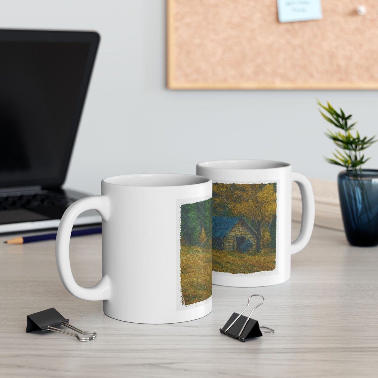Rustic Cabin Ceramic Mug - Cozy Coffee Cup, Handmade Gift for Nature Lovers, Perfect for Home or Office, Great for Christmas, [...] - TRV