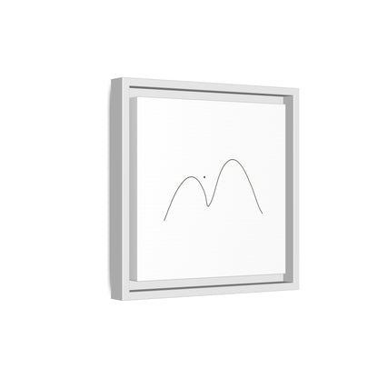 Minimalist mountain line art framed matte canvas print by Printify, featuring simple mountain outline on a clean canvas background.