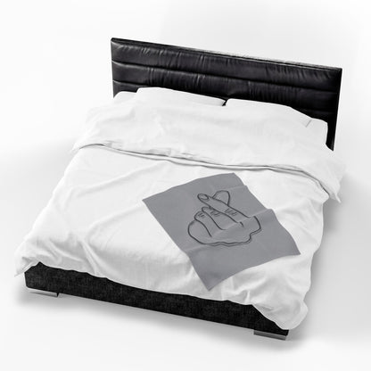 All-over print velveteen plush blanket with heart gesture design from Printify, perfect for cozy home decor and gifts.