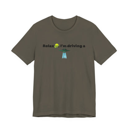 Alien Driving Unisex Tee - Fun Casual Shirt, Gifts for UFO Lovers, Quirky Humor T-Shirt, Perfect for Road Trips, Unique Birthday Present