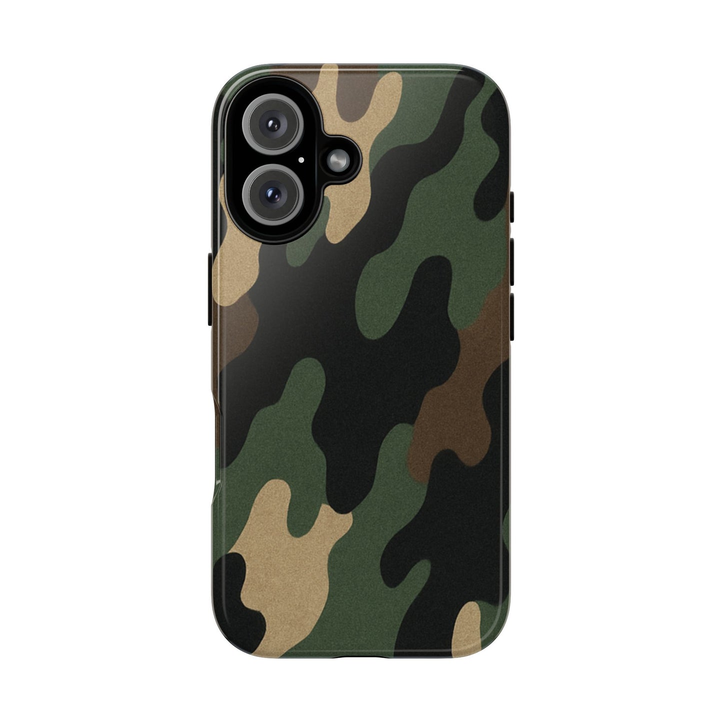 Military green camo tough phone case by Printify, rugged protective cover for smartphones with military-inspired design.