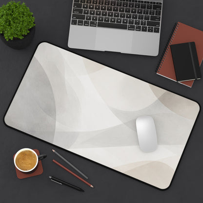 Neutral Abstract Waves Desk Mat | Minimal Office Mouse Pad