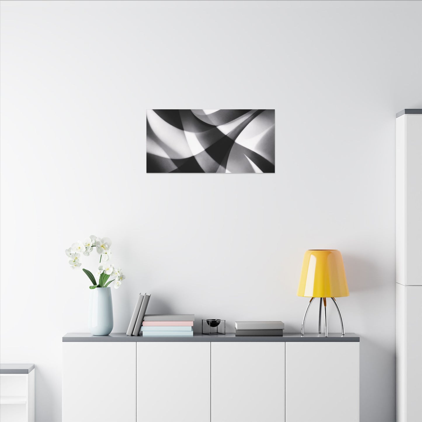 Abstract Black and White Swirl Matte Canvas
