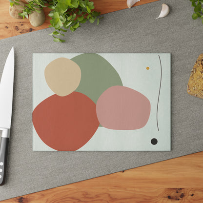 Abstract Organic Shapes Glass Cutting Board | Modern Minimal Kitchen Décor