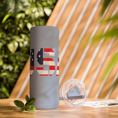 USA Flag Tumbler - 20oz Skinny Matte Drinkware, Travel Mug, Patriotic Gift, Fourth of July, Summer BBQ, Camping, Outdoor - TRV