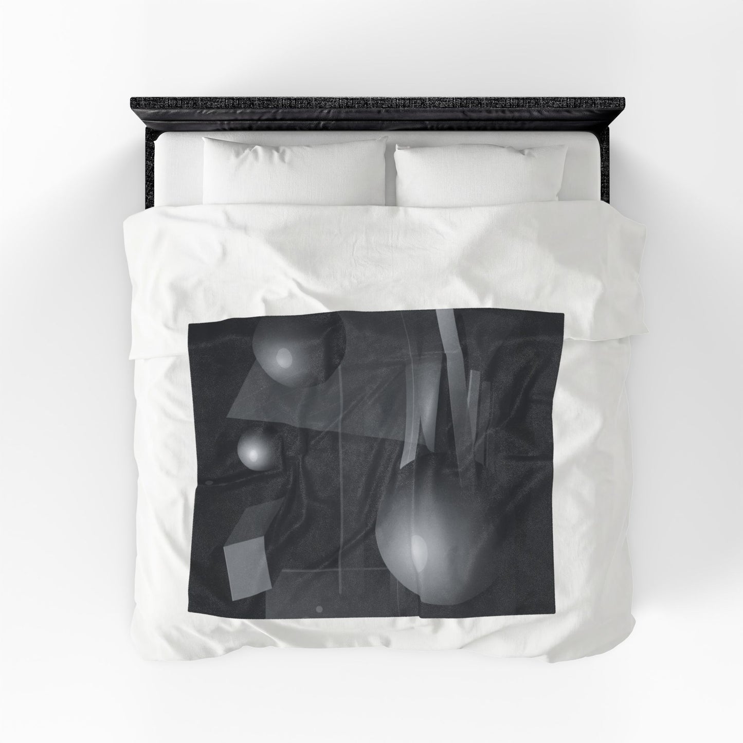 3D Geometric Spheres Velveteen Plush Blanket | Abstract Cube & Sphere Design