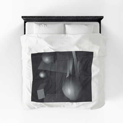 3D Geometric Spheres Velveteen Plush Blanket | Abstract Cube & Sphere Design