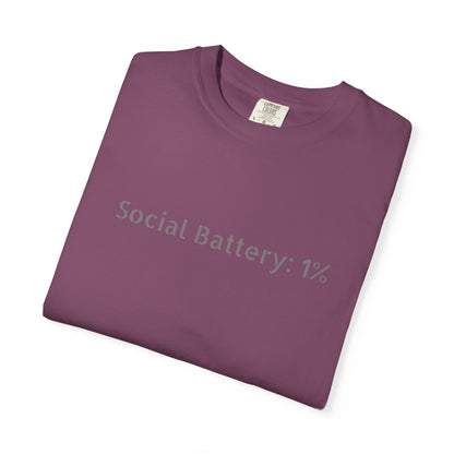 Social Battery 1% T-shirt | Introvert Funny Text Tee