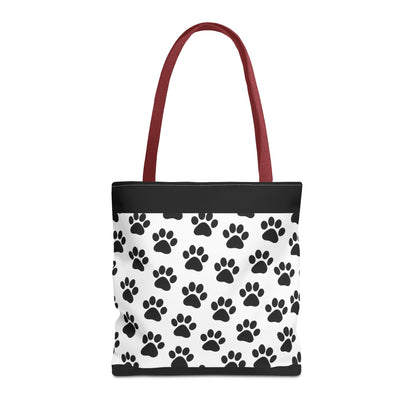 Eco-friendly tote bag with paw print design by Printify, perfect for dog and cat lovers to carry essentials.