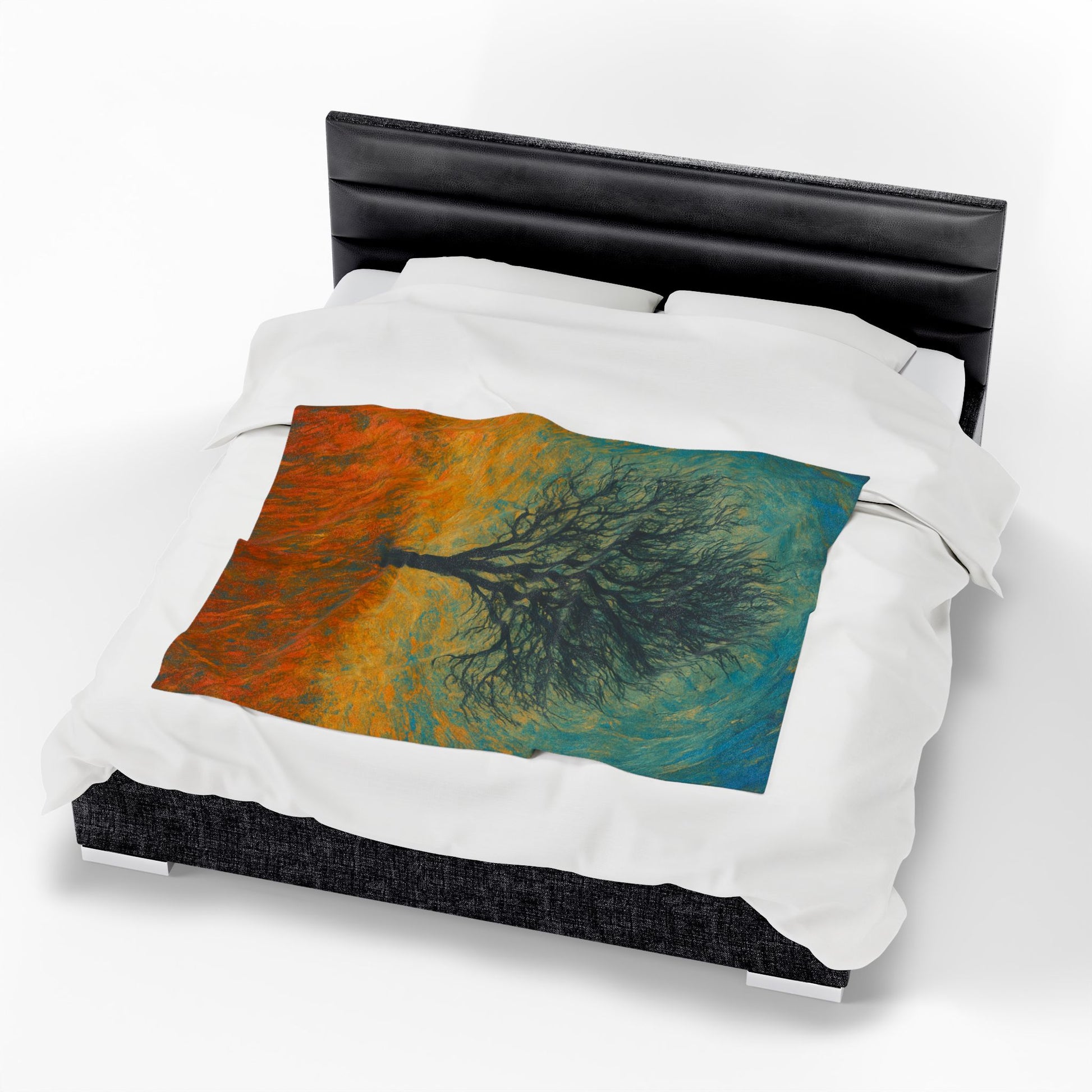 Cozy Velveteen Plush Blanket with Serene Tree Design | Comfortable Home Decor, Gift for Nature Lovers, Cozy Nights, Warmth&Style - TRV