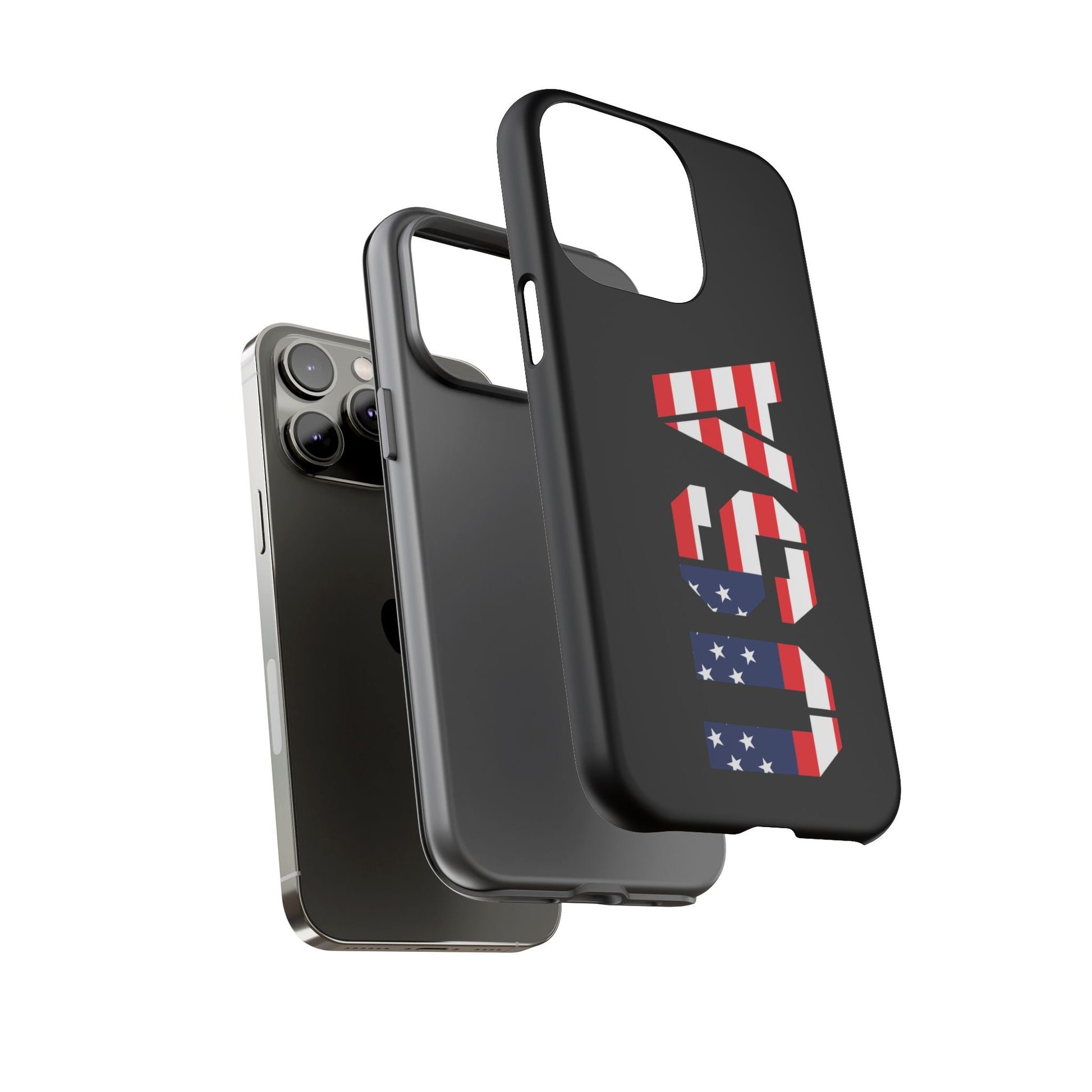 USA patriotic American flag phone case by Printify, featuring a rugged design for iPhone and Android devices.