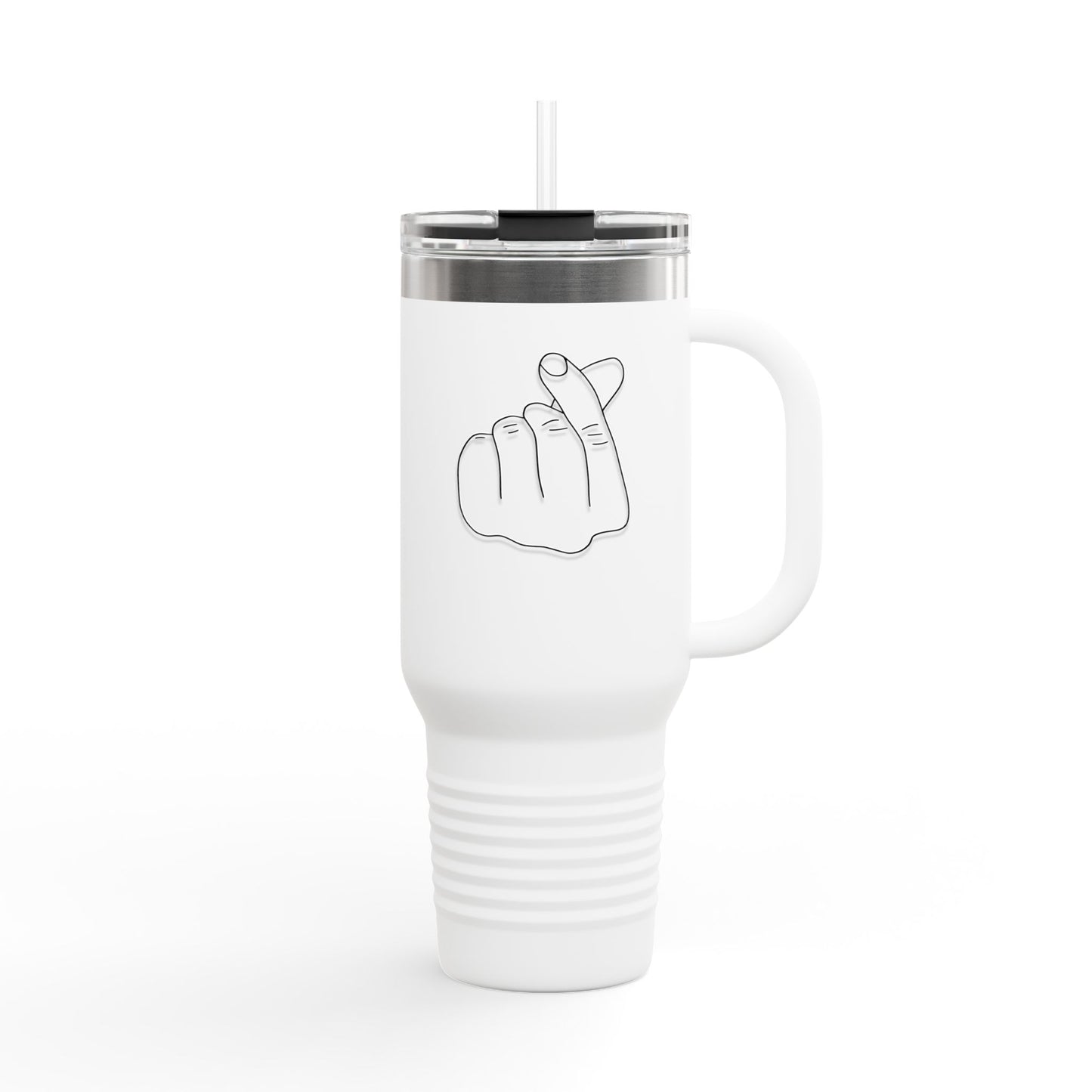 Heart Gesture Insulated Travel Mug - 40oz - Ideal for Coffee Enthusiasts, On-the-Go Drinkers, Valentine's Day Gift, Travel Companion, Large