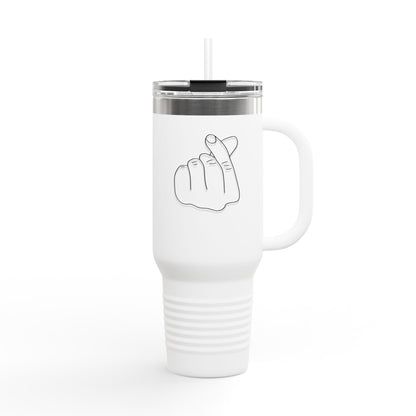 Heart Gesture Insulated Travel Mug - 40oz - Ideal for Coffee Enthusiasts, On-the-Go Drinkers, Valentine's Day Gift, Travel Companion, Large