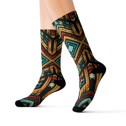 Southwestern Aztec Pattern Socks | Geometric Tribal Print