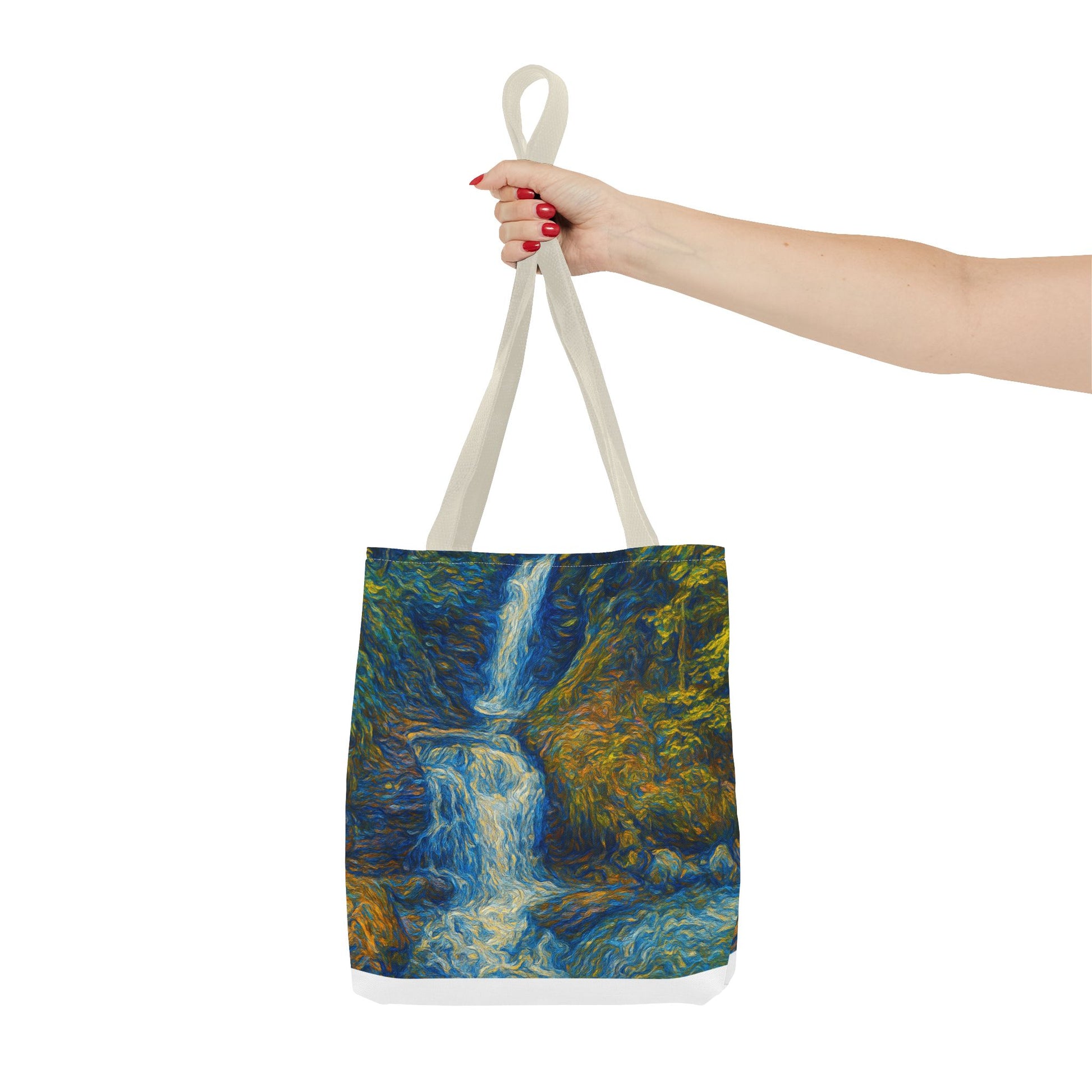 Nature-Inspired Tote Bag, Artistic Eco-Friendly Shopper, Waterfall Design, Reusable Market Bag, Gift for Nature Lovers - TRV