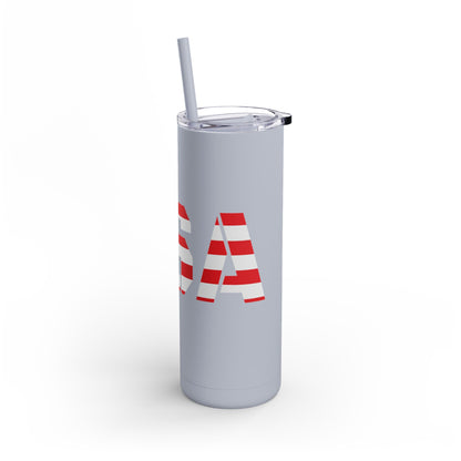 USA Flag Tumbler - 20oz Skinny Matte Drinkware, Travel Mug, Patriotic Gift, Fourth of July, Summer BBQ, Camping, Outdoor - TRV