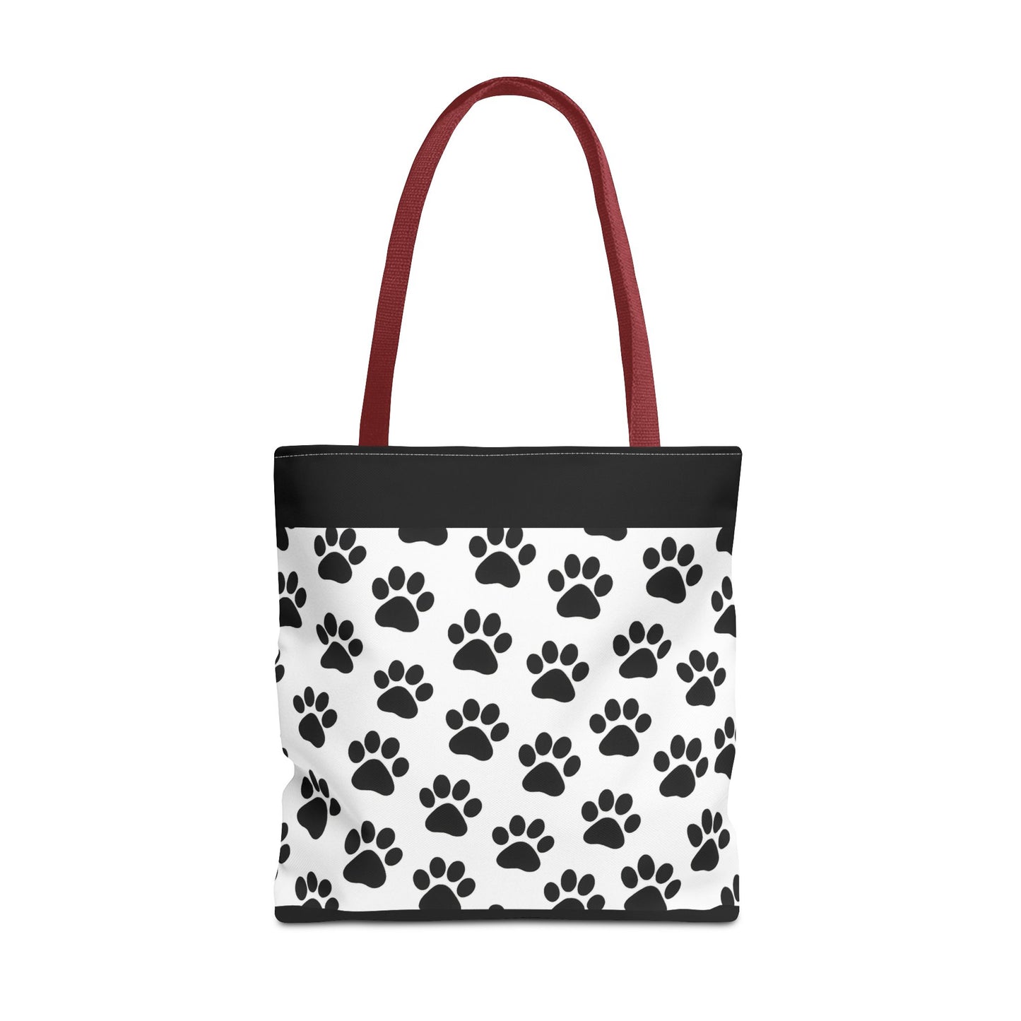 Eco-friendly paw print tote bag by Printify, featuring dog and cat paw prints, ideal for pet lovers and casual carryall use.