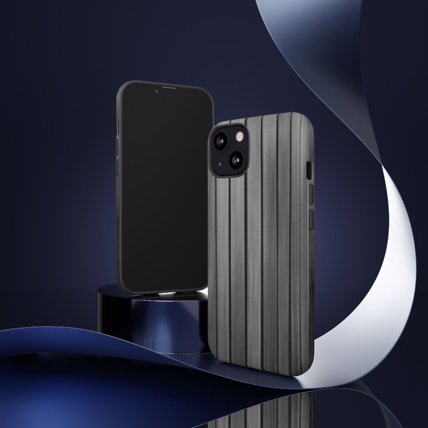Ribbed metal texture phone case for iPhone by Printify, featuring a tough, protective design with a sleek, modern look.