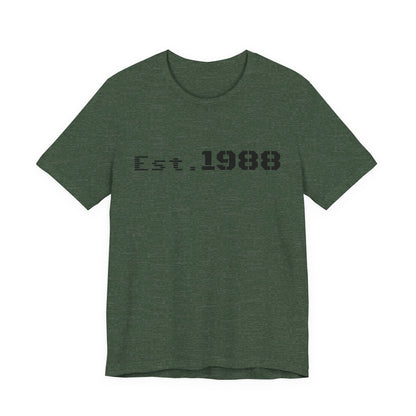 Printify Est. 1988 retro logo T-shirt showing a classic design with vintage-inspired print on soft cotton fabric.