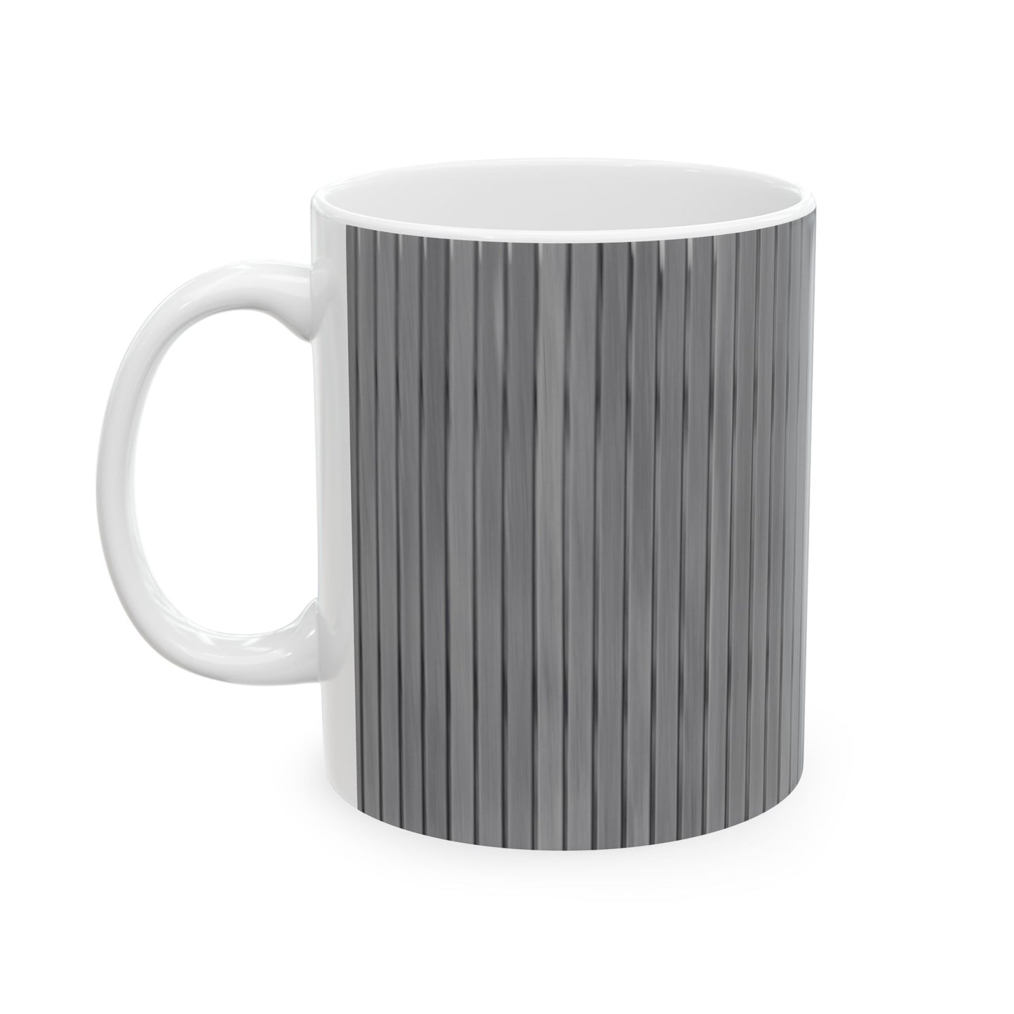 Gray Vertical Stripe Ceramic Mug — Modern Minimalist Coffee Cup (11oz, 15oz)