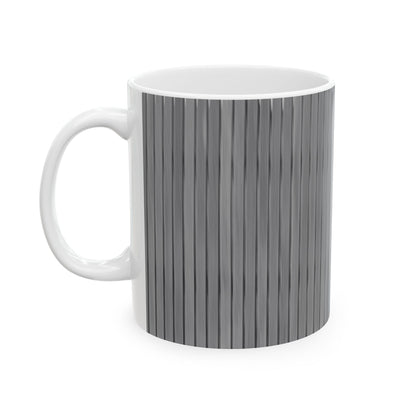 Gray Vertical Stripe Ceramic Mug — Modern Minimalist Coffee Cup (11oz, 15oz)
