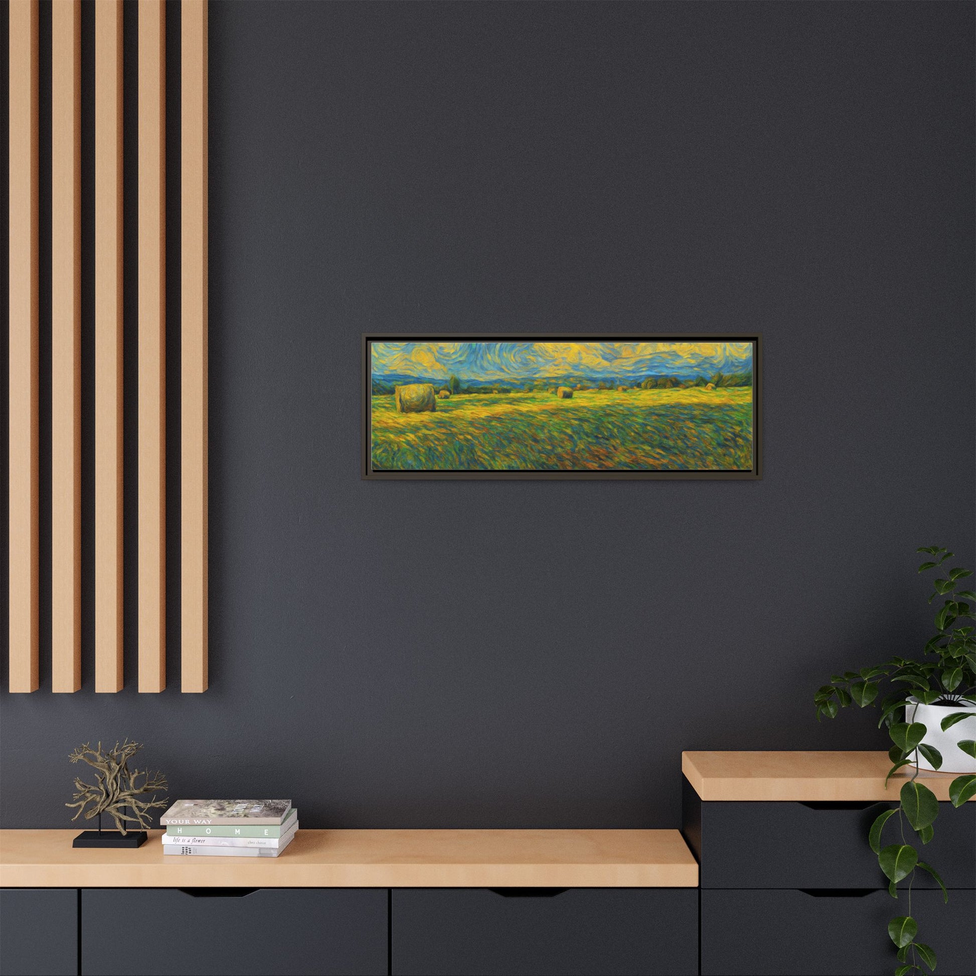 Multi-color landscape matte canvas print in a frame, featuring scenic natural imagery on a high-quality canvas by Printify.