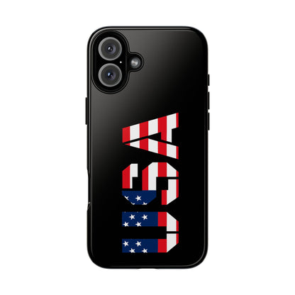 USA patriotic American flag phone case by Printify, featuring a rugged design with bold flag graphics for iPhone or Android.