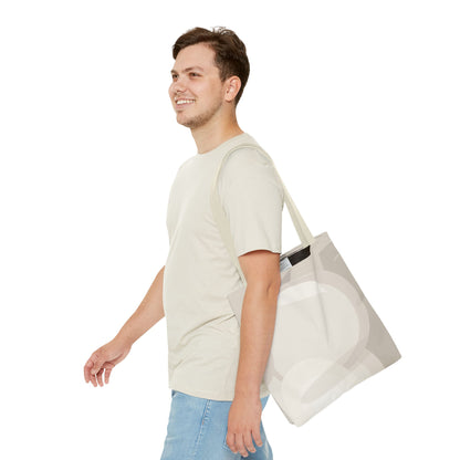 Neutral Abstract Circle Pattern Tote Bag | Minimal Beige AOP Canvas