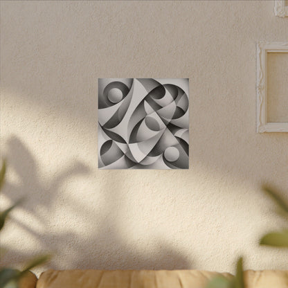 Monochrome Abstract Geometric Art Matte Canvas