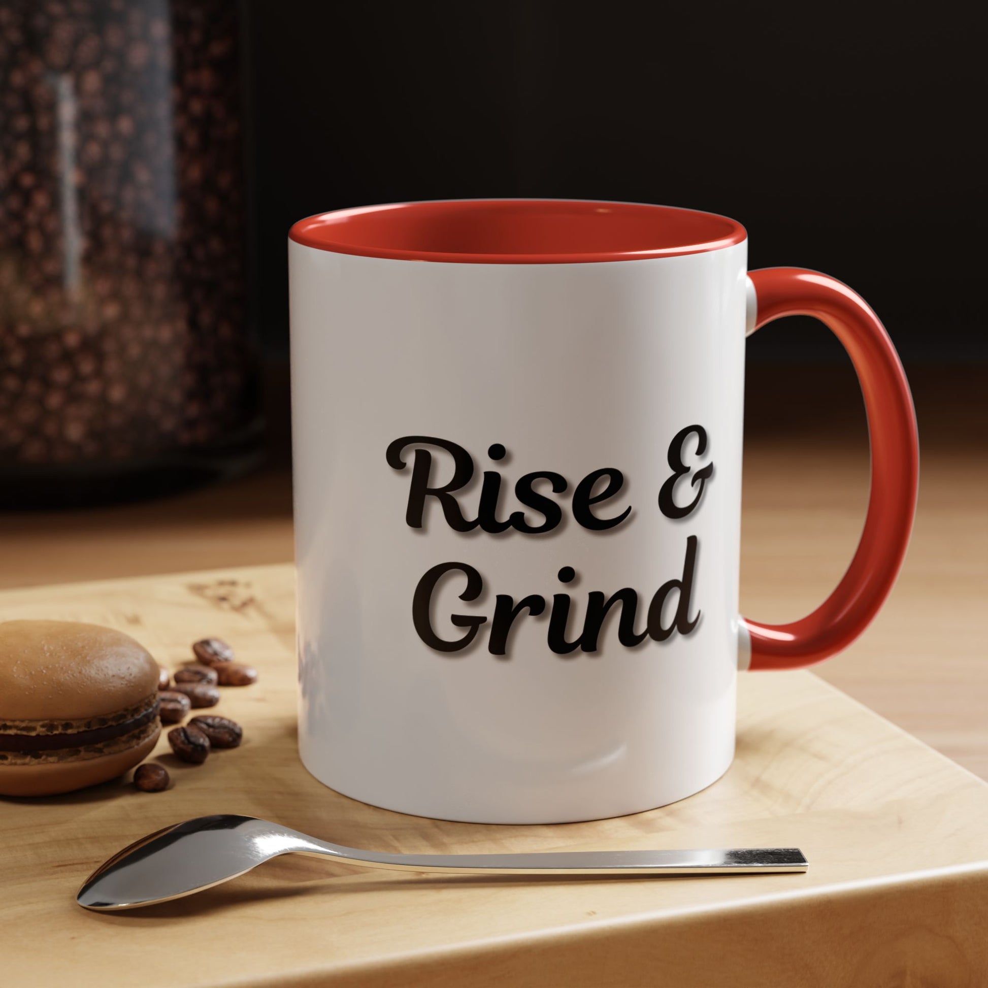 Rise & Grind Coffee Mug – Motivational Black Accent Mug for Daily Inspiration - TRV