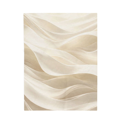 Neutral Abstract Waves Velveteen Plush Blanket | Beige Swirl Pattern