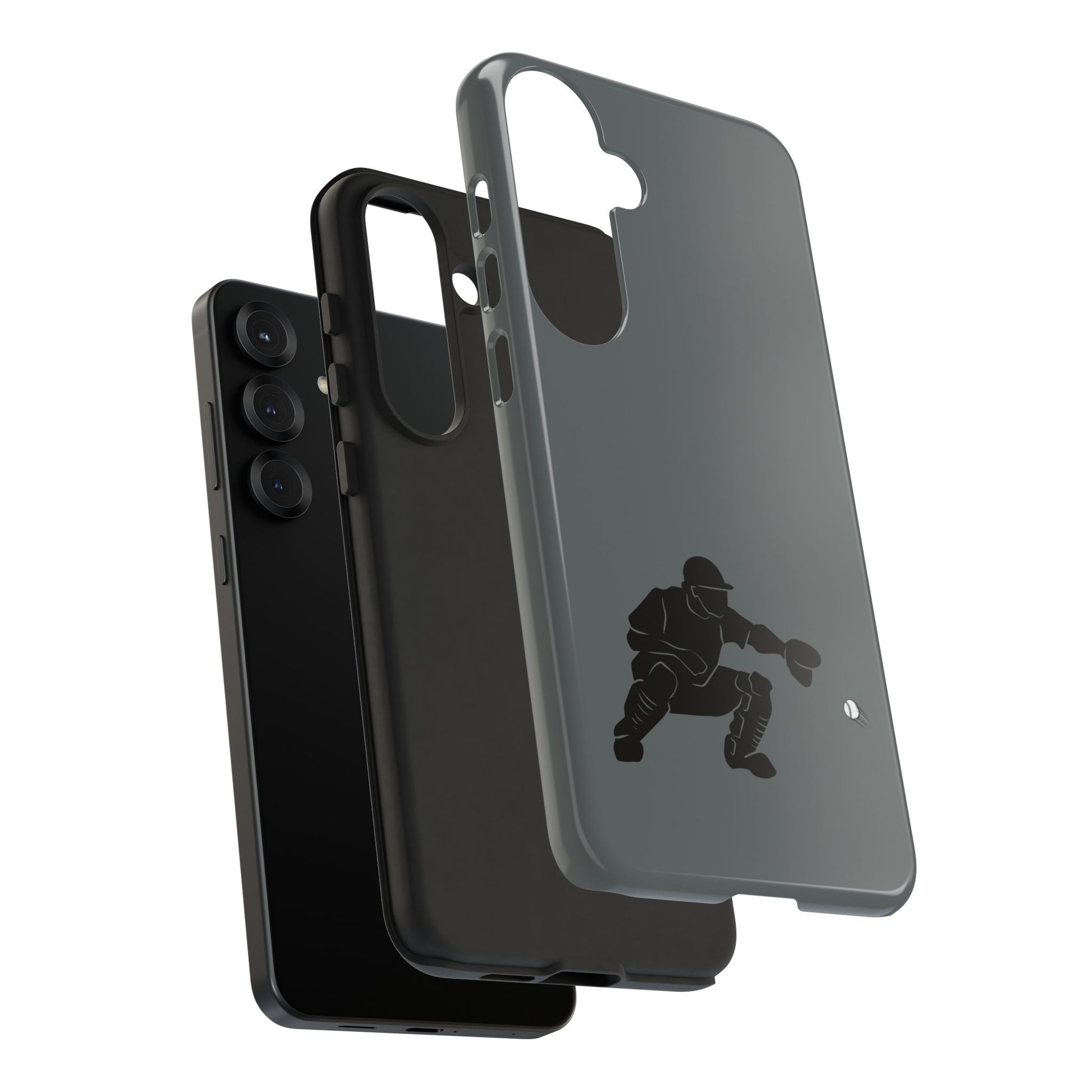 Printify baseball catcher phone case, tough protective cover for smartphones with a detailed catcher design.