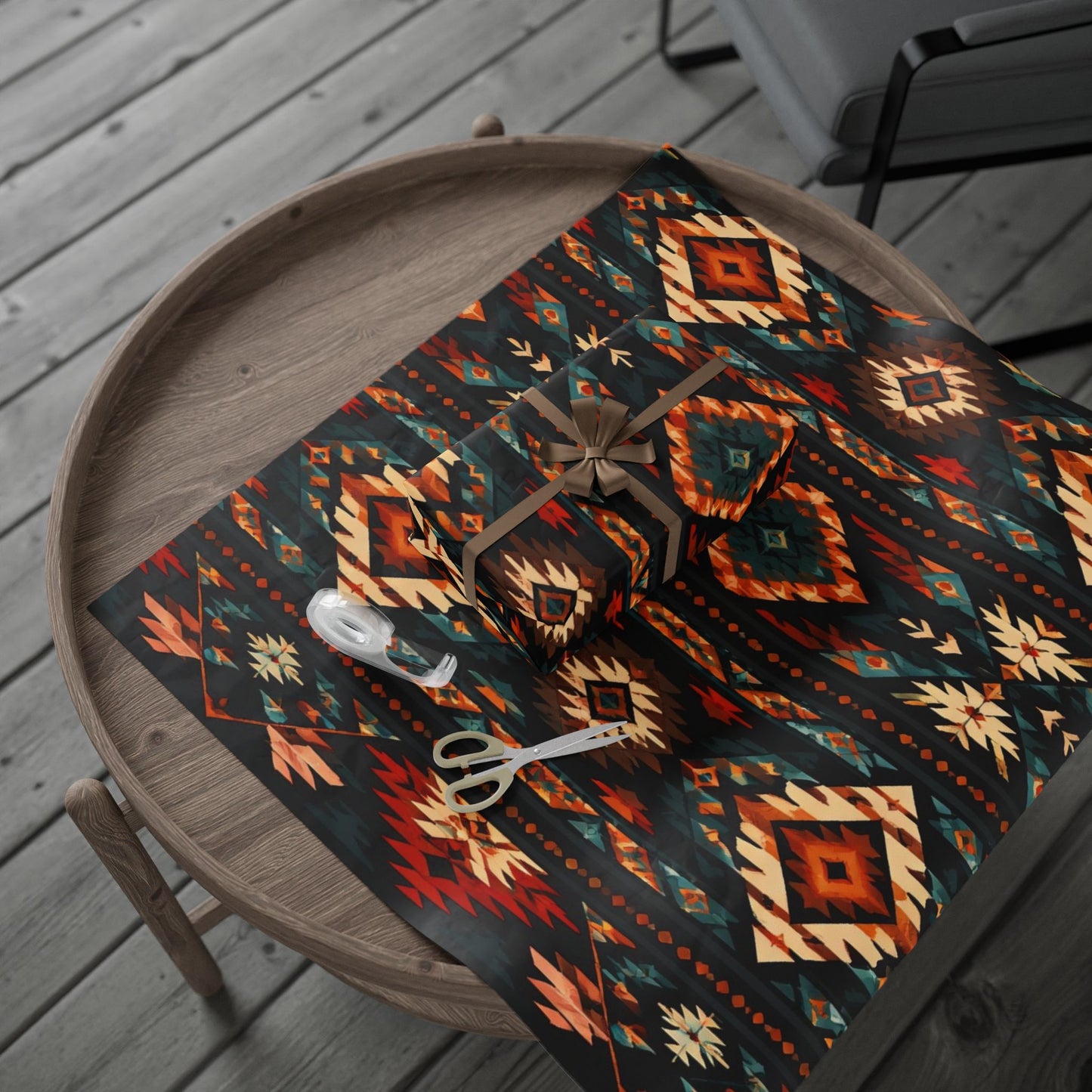 Southwestern Geo Pattern Wrapping Paper Roll — Rustic Aztec Gift Wrap
