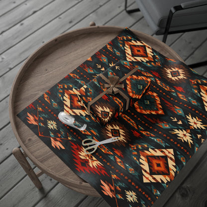 Southwestern Geo Pattern Wrapping Paper Roll — Rustic Aztec Gift Wrap