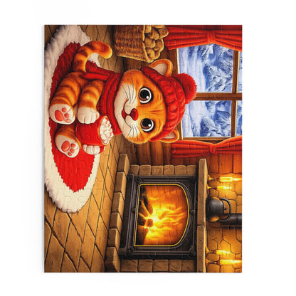 Cozy Cat by Fireplace Puzzle