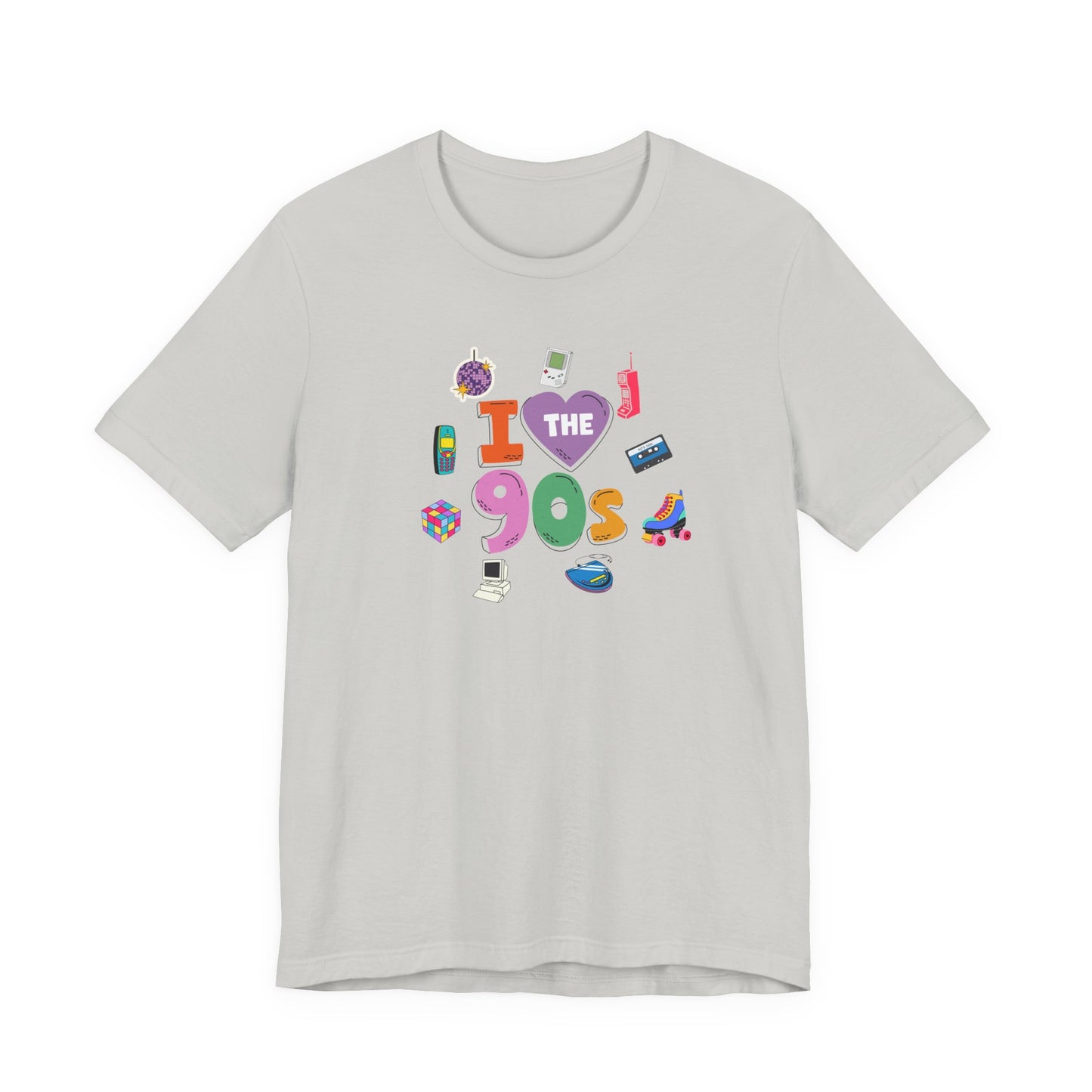 I  Love the 90's Short Sleeve Tee - Retro Graphic Tee, Vintage Style Shirt, Perfect for Casual Outings, 90s Nostalgia Apparel