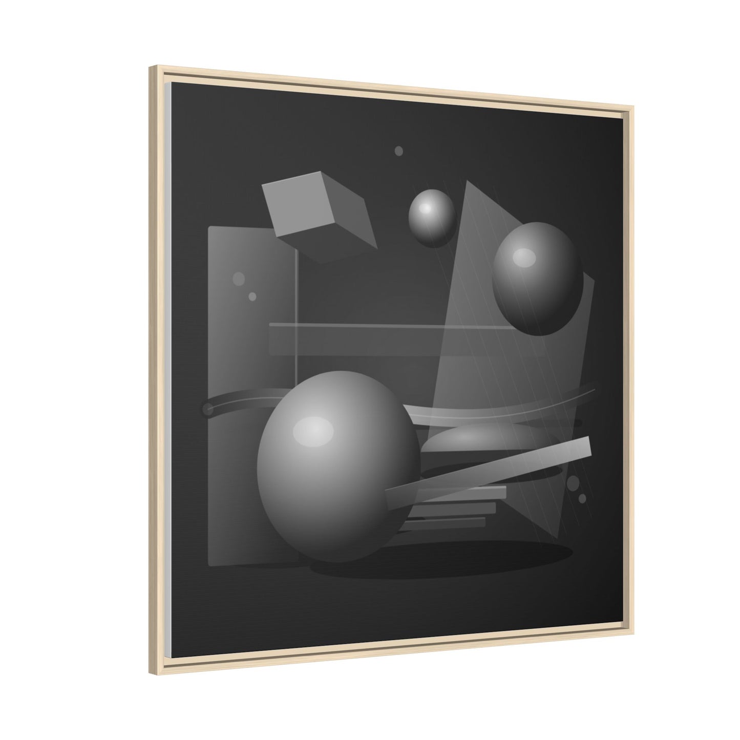 Monochrome Geometric Spheres Canvas Framed Wall Art | Matte Print