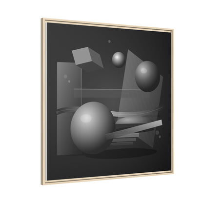 Monochrome Geometric Spheres Canvas Framed Wall Art | Matte Print