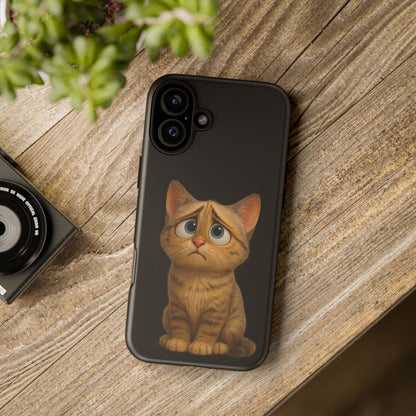 Cute sad kitty phone case for iPhone by Printify, featuring a protective design with a sad cat illustration.